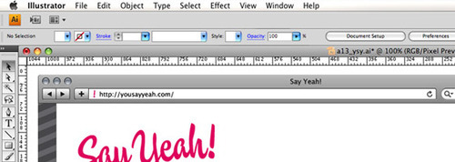 Illustrator main interface with Say Yeah logo visible