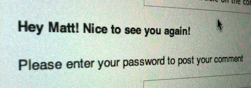 Password greeting message