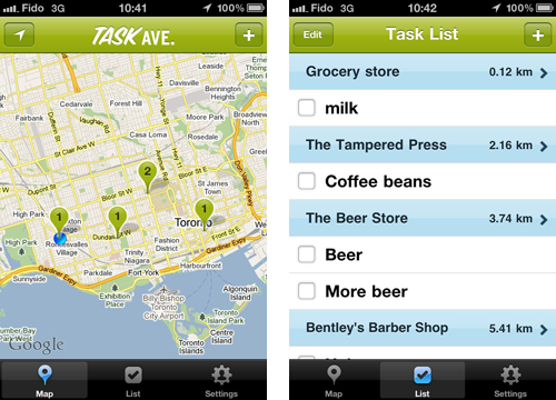 Details from Task Avenue app