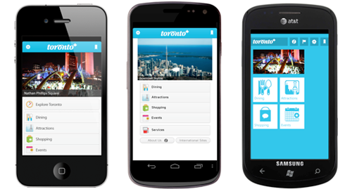 Tourism Toronto app interface 