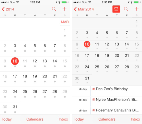 Calendar UI updates
