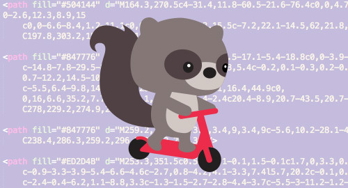 Kipu character overtop of SVG code