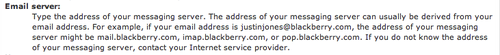 Email server message on Blackberry