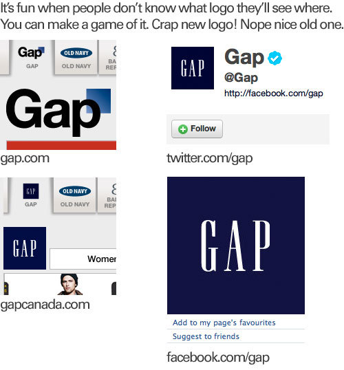 The Gap's social presence keeps changing the logo