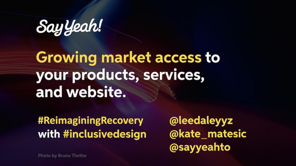 The deck cover for the Growing market access presentation from Say Yeah!